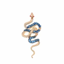 Gold Vintage Sapphire Snake Lapel Pin