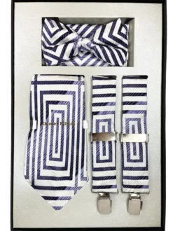 Grape Men's Accessory Box Bow Tie, Necktie, Pocket Square, Suspender 4 Piece Set