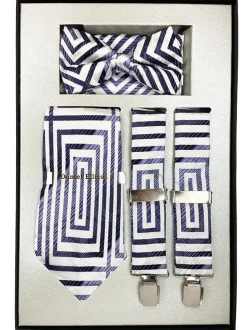 Grape Men's Accessory Box Bow Tie, Necktie, Pocket Square, Suspender 4 Piece Set