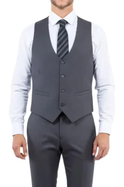 Gray 3 Piece Hybrid Fit Peak Lapel Suit