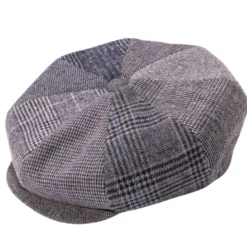 Gray Patchwork Newsboy Cap