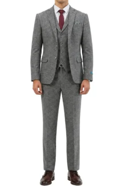 Gray Tweed Single Breasted Hybrid Fit 3-Piece Suit