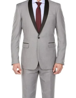 Gray 2 Piece Tuxedo Shawl Lapel Slim Fit