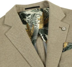 Half Canvas Slim Fit Blazer in Khaki