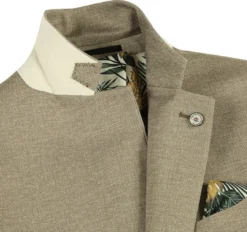 Half Canvas Slim Fit Blazer in Khaki