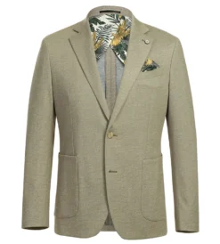 Half Canvas Slim Fit Blazer in Khaki