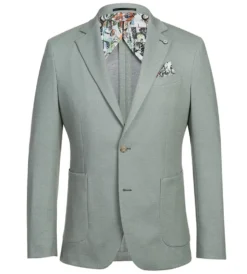 Half Canvas Slim Fit Blazer in Light Sage Gray