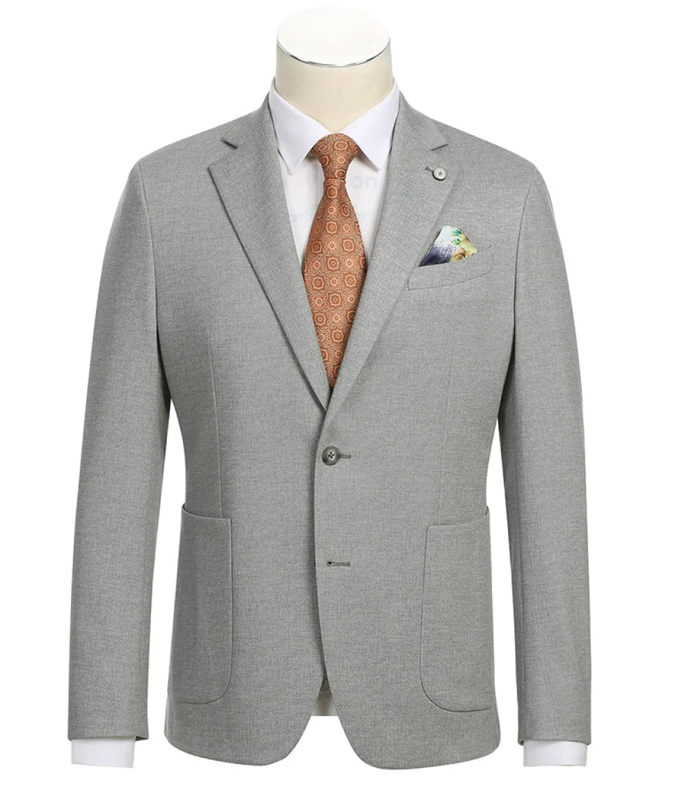 Half Canvas Slim Fit Blazer in Gray