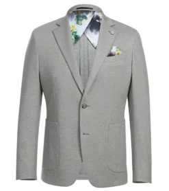 Half Canvas Slim Fit Blazer in Gray