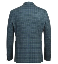 Half Canvas Slim Fit Blazer in Green Blue Check