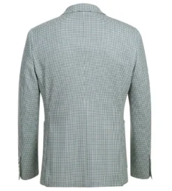 Half Canvas Slim Fit Blazer in Sage Blue Check