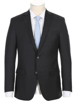 Half Canvas Wool Dress Suit Regular Fit 2 Piece in Black