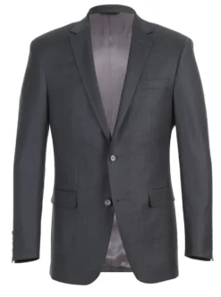 Half Canvas Wool Dress Suit Regular Fit 2 Piece in Gray
