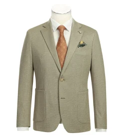 Half Canvas Slim Fit Blazer in Khaki