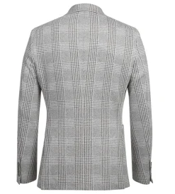 Half Canvas Slim Fit Blazer in Plaid Gray