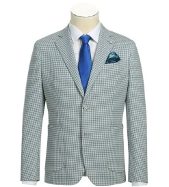Half Canvas Slim Fit Blazer in Sage Blue Check