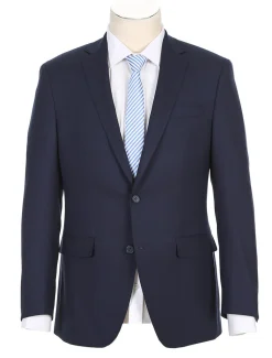 Half Canvas Stretch Wool Dress Suit Modern Fit 2 Piece in Navy