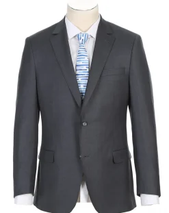 Half Canvas Wool Dress Suit Modern Fit 2 Piece in Gray