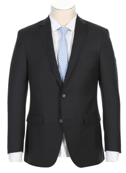 Half Canvas Wool Dress Suit Regular Fit 2 Piece in Black