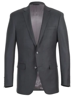 Half Canvas Wool Dress Suit Regular Fit 2 Piece in Gray