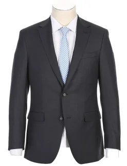 Half Canvas Wool Dress Suit Regular Fit 2 Piece in Charcoal