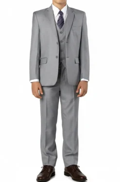(8, 10H) Boy Suit 5 Piece Set Mid Gray