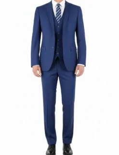 Hudson Collection - Dark Blue Regular Fit 3 Piece Notch Lapel Suit