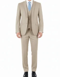 Hudson Collection - Sand Regular Fit 3 Piece Notch Lapel Suit