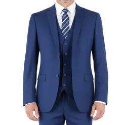 Hudson Collection - Dark Blue Regular Fit 3 Piece Notch Lapel Suit