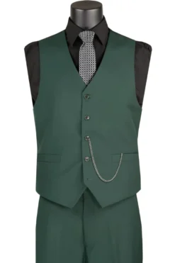 Hunter Green Slim Fit Vest Single Breasted 5 Button Design