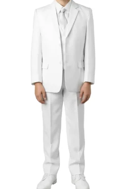(Husky 10) Boy Suit 5 Piece Set White