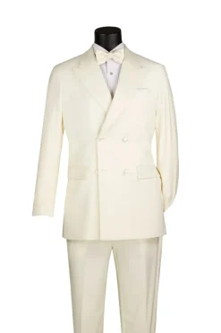 Ivory 2 Piece Modern Fit Double Breasted Satin Lapel Tuxedo