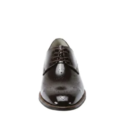 Joel Collection - Chocolate Brown Leather Medallion Toe Lace-Up Dress Shoes
