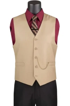 Khaki Slim Fit Vest Single Breasted 5 Button Design