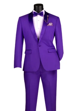 Kingsman Collection - Purple Slim Fit Shawl Collar 2 Piece Tuxedo