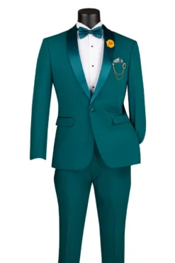 Kingsman Collection - Teal Slim Fit Shawl Collar 2 Piece Tuxedo