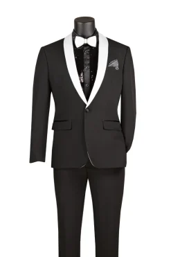 Kingsman Collection - Black Slim Fit Shawl Collar 2 Piece Tuxedo