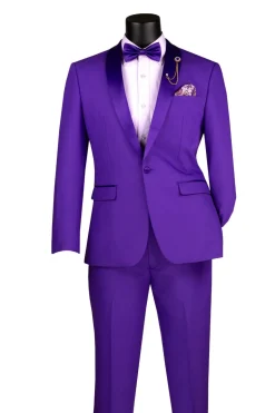 Kingsman Collection - Purple Slim Fit Shawl Collar 2 Piece Tuxedo