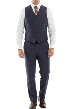 (40L) 100% Wool Modern Fit 3 Piece Suit - Indigo