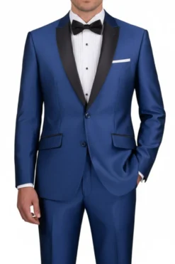 (44L) Slim Fit 2 Piece Sharkskin Navy Suit