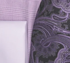 Lavender Windowpane Dress Shirt Set with Tie and Handkerchief