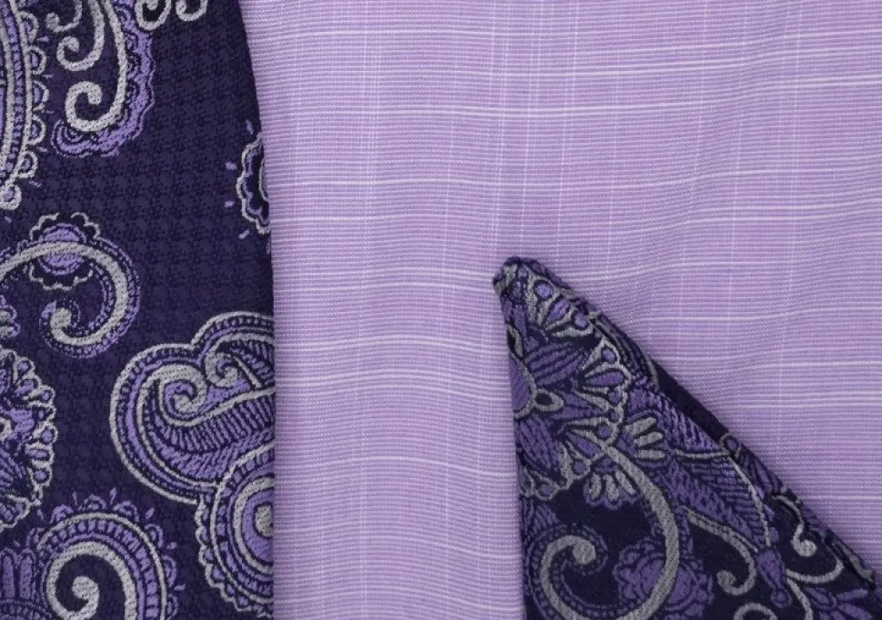 Lavender Dress Shirt Set with Tie and Handkerchief