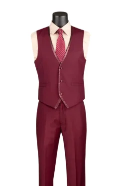 Leonardo Collection - Slim Fit Tuxedo 2 Buttons 3 Piece Burgundy Suit