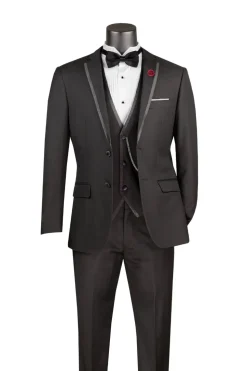 Leonardo Collection - Slim Fit Tuxedo 2 Buttons 3 Piece Suit Black