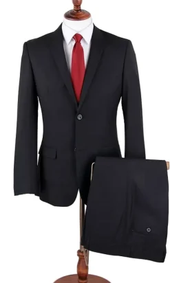 Lexington Collection - Black Regular Fit 2 Piece Notch Lapel Suit