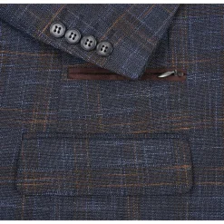 (40L) Gray Regular Fit 2 Button Plaid Blazer with Bib