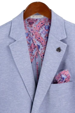 Light Blue Modern Fit Textured Pick Stitch Blazer