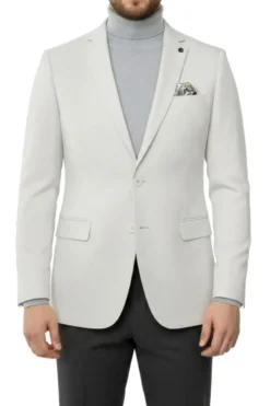 Light Gray Hybrid Fit Single Breasted Notch Lapel Jacket