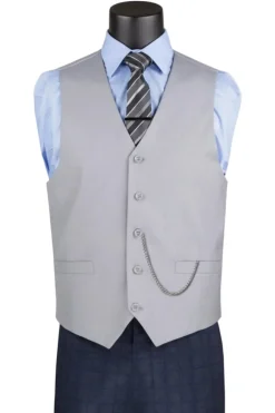 Light Gray Slim Fit Vest Single Breasted 5 Button Design