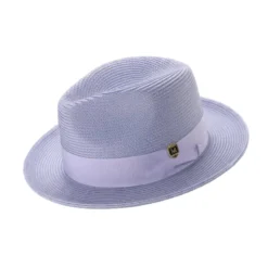 Lilac Braided Wide Brim Pinch Fedora Matching Grosgrain Ribbon